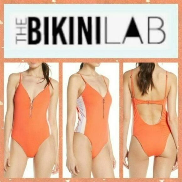 NWT MSRP $64 The Bikini Lab Front Zip One-Piece Swimsuit Women's Size Medium - Picture 1 of 11